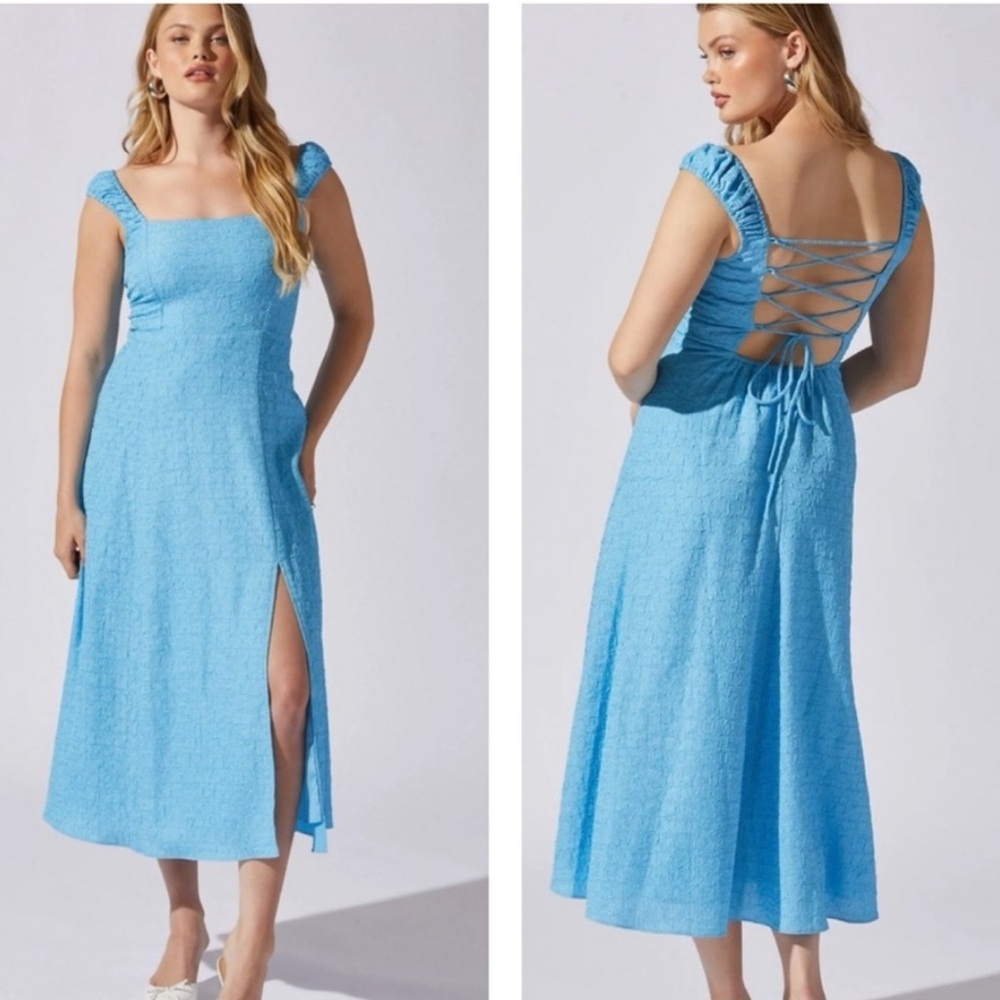 Astr‎ The Label Crinkle Shoulder Midi
Dress